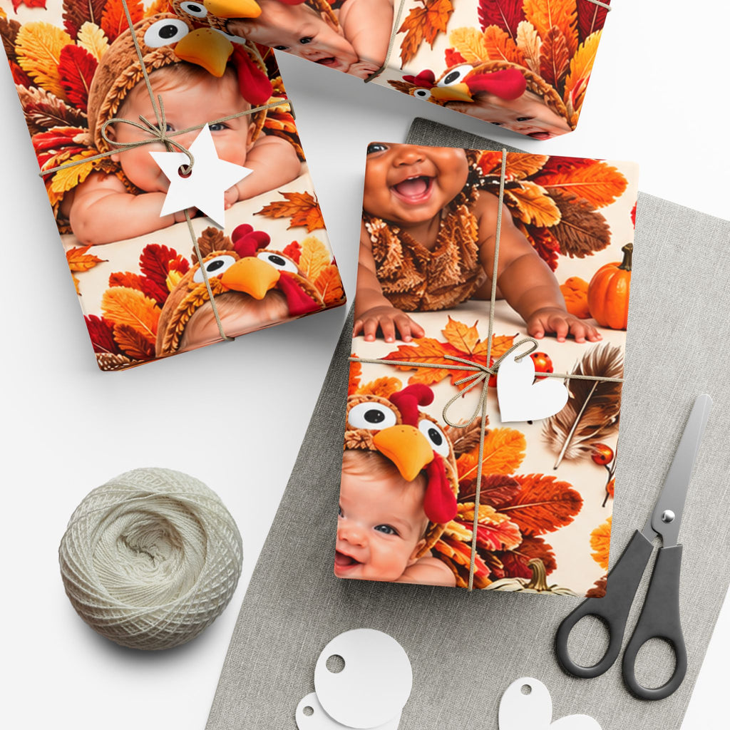 Gift Wrap Paper – Adorable Thanksgiving Turkey Baby Pattern ...