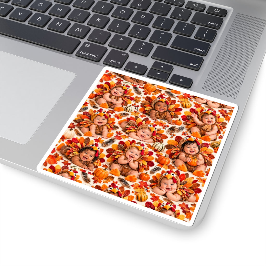 Thanksgiving Turkey Baby Pattern Kiss-Cut Sticker