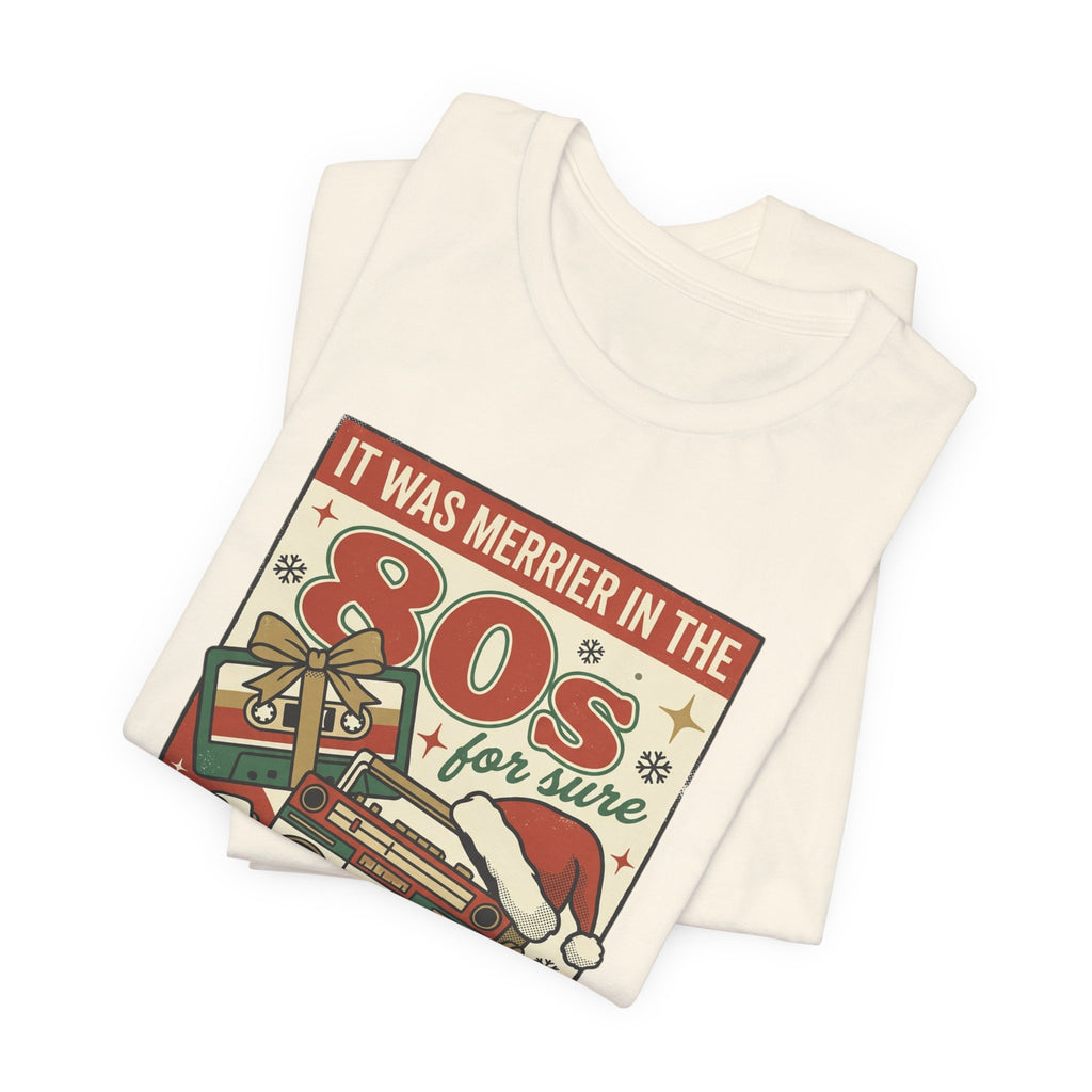 80s Christmas Nostalgia Tee, Retro Boombox and Ornaments