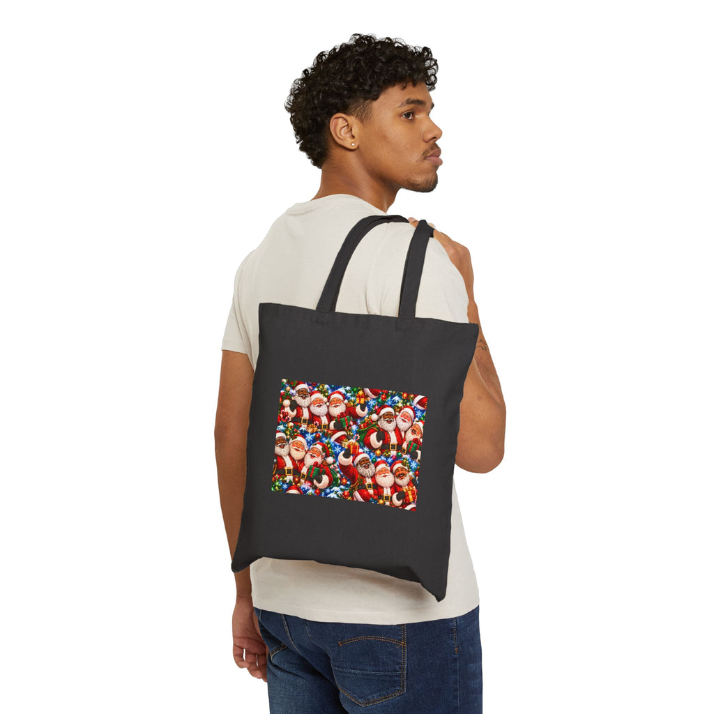 Christmas Santa Collage Canvas Tote Bag